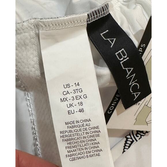 La Blanca Oasis Tile Strappy Back One-Piece Swimsuit White Black Size 14 NWT - Picture 14 of 15